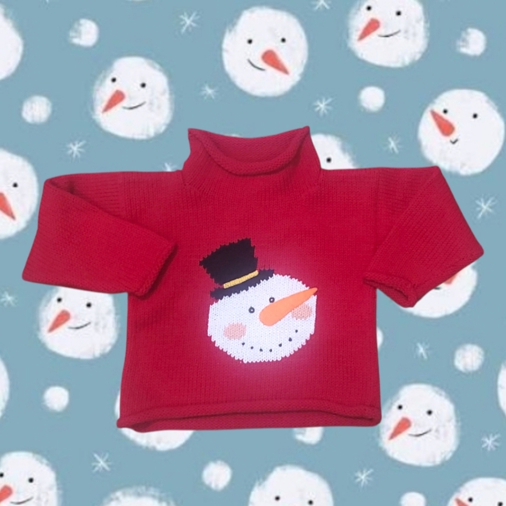 Claver Kid's Unisex Red Snowman Sweater